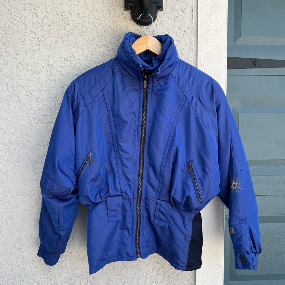 Vintage Roffe Ski Jacket Women’s 10 Blue Cosmic Liner 80s 90s Retro